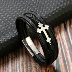 Personalized Multi-layer Woven Leather Bracelet for Men
