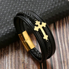 Personalized Multi-layer Woven Leather Bracelet for Men